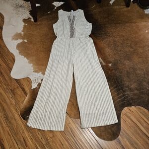 Linen Blend Boho Pinstripe Romper Old Navy Medium NWT